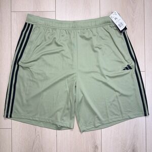 Adidas Tiro 3-Stripes Shorts Men's 2XL Green Black Elastic Waist Performance NWT